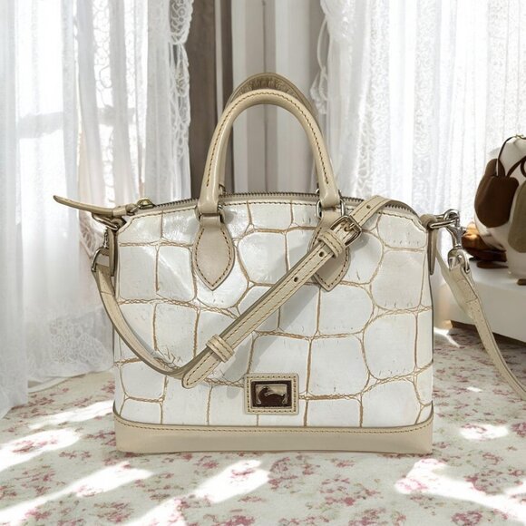 Dooney & Bourke Denison Domed Satchel Embossed Leather Handbag